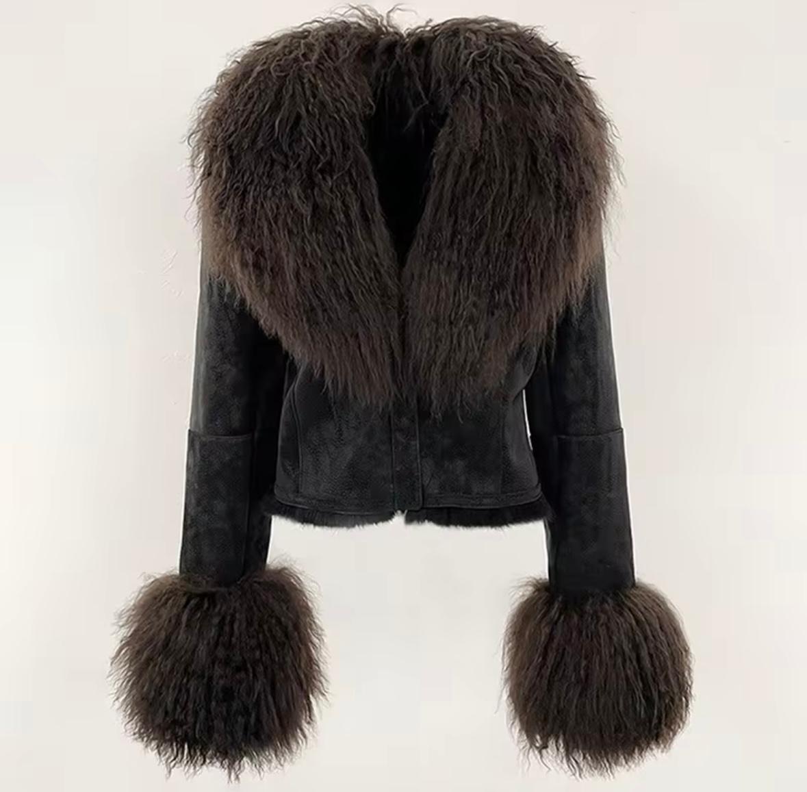 Luxury Mongolian Lamb Fur Jacket – Timeless Elegance in 5 Colors