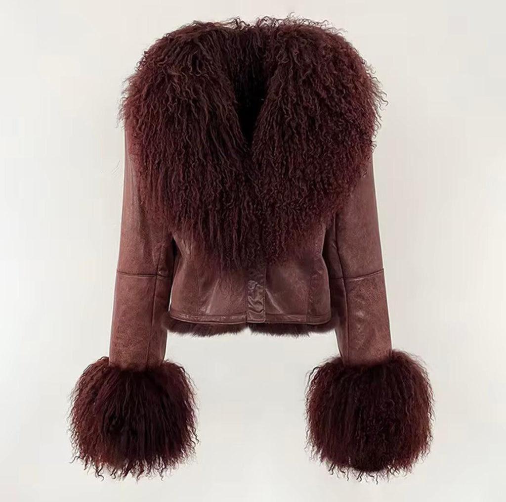 Luxury Mongolian Lamb Fur Jacket – Timeless Elegance in 5 Colors