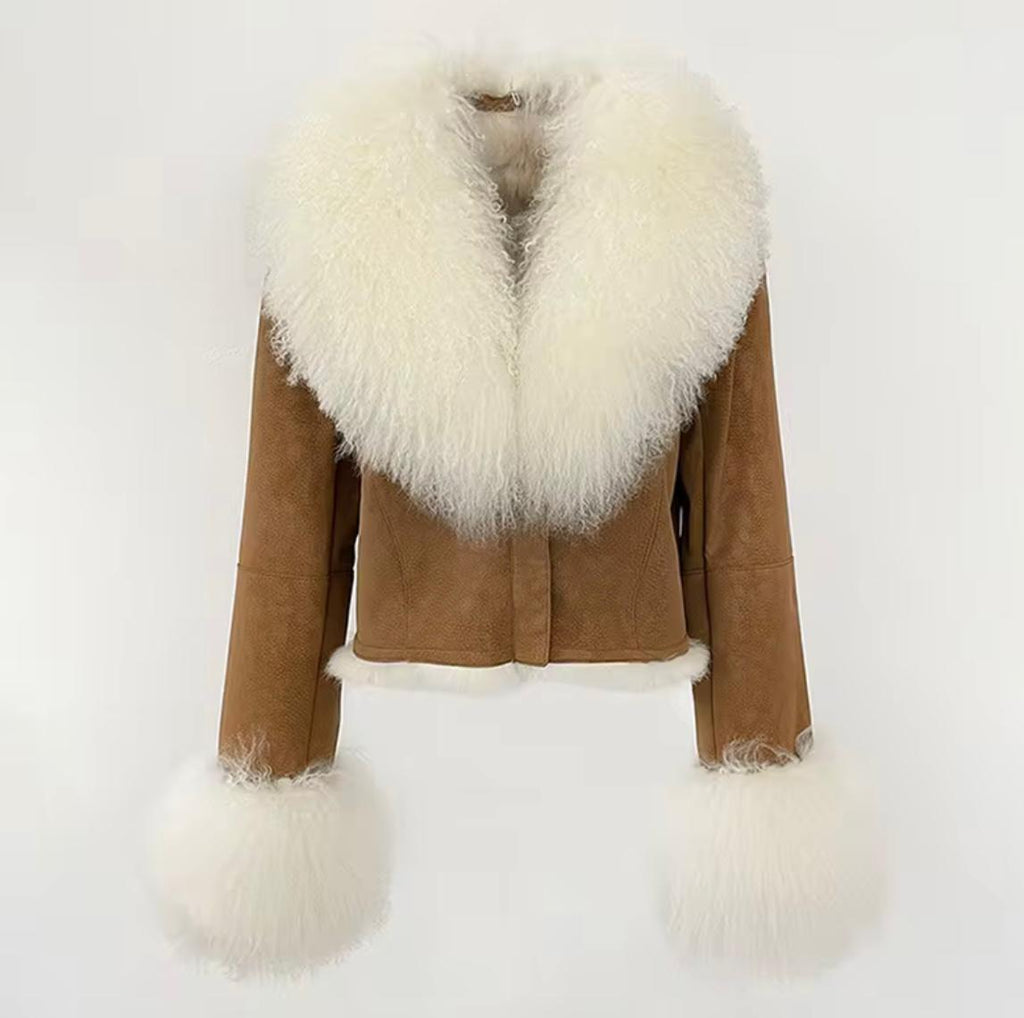 Luxury Mongolian Lamb Fur Jacket – Timeless Elegance in 5 Colors