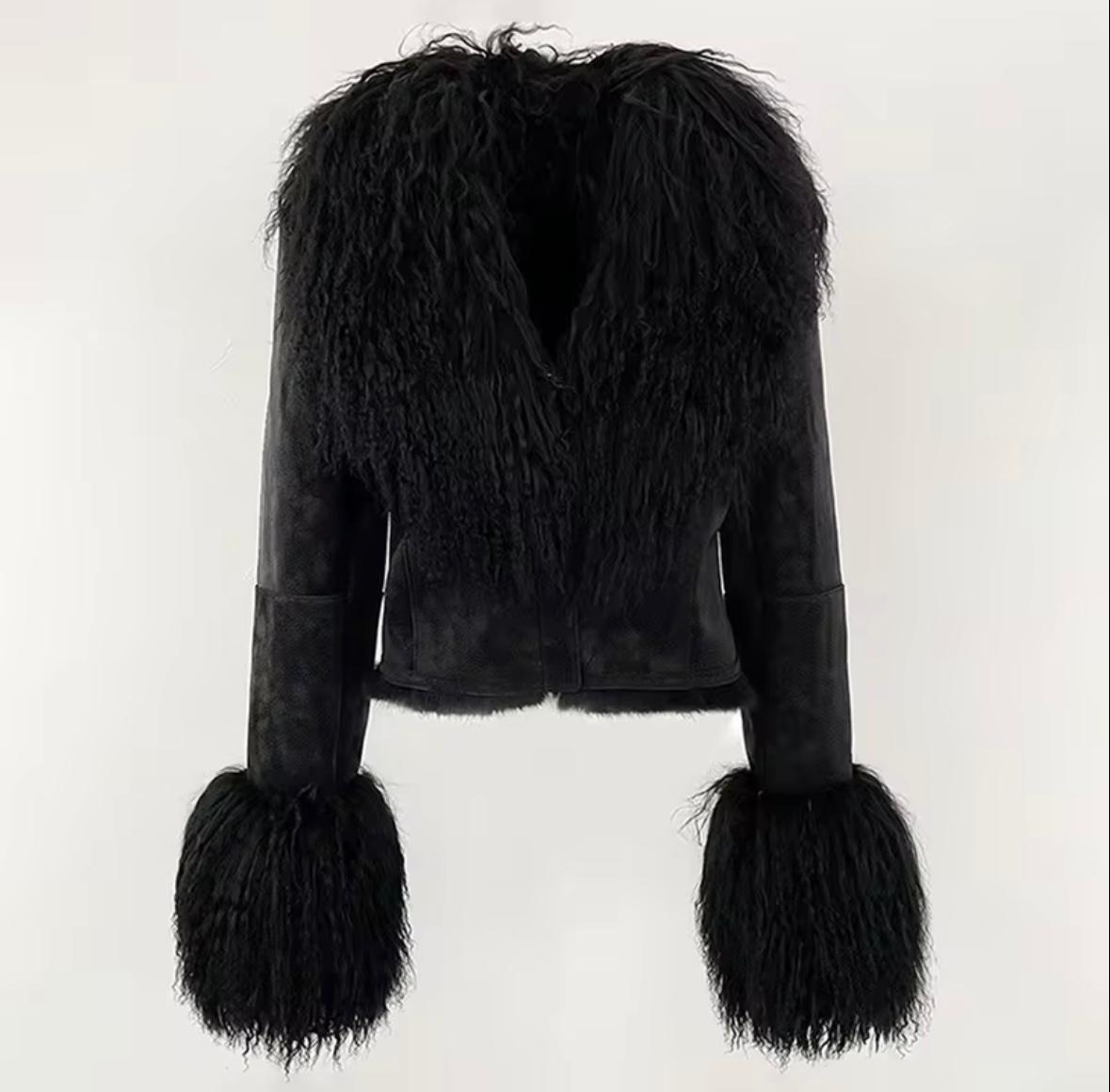 Luxury Mongolian Lamb Fur Jacket – Timeless Elegance in 5 Colors