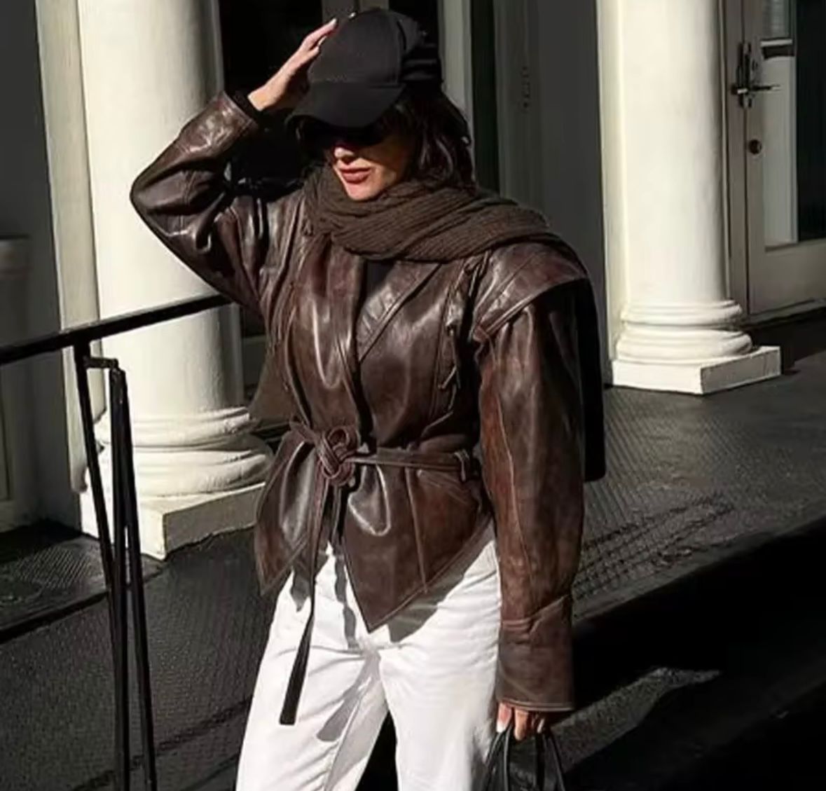 Luxury Brown Genuine Leather Short Jacket