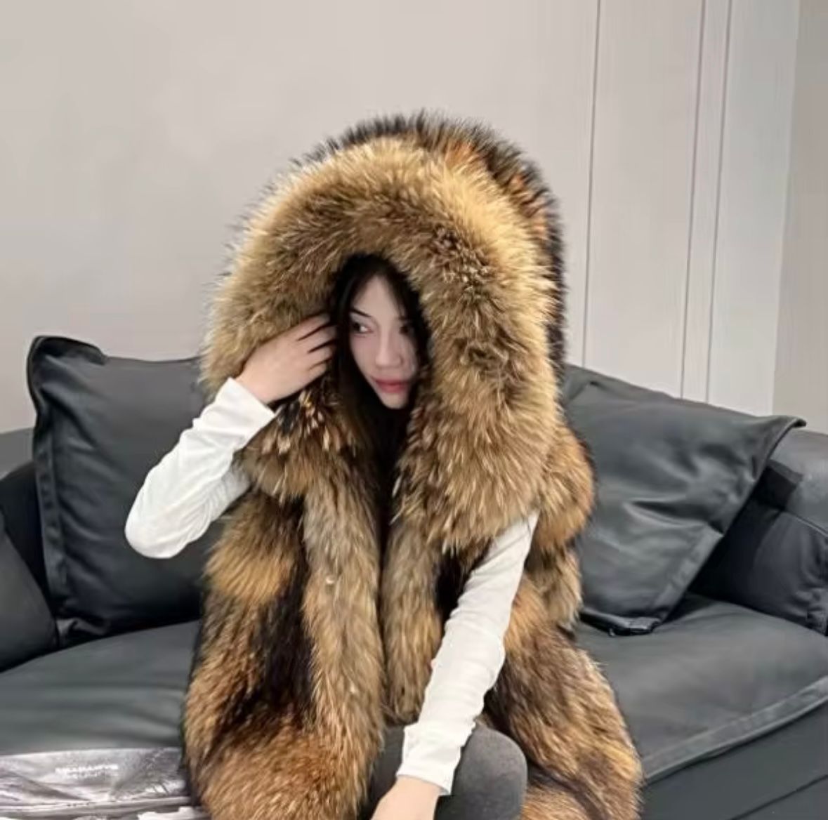 Luxury Real Fur Hooded Vest – Short Cut