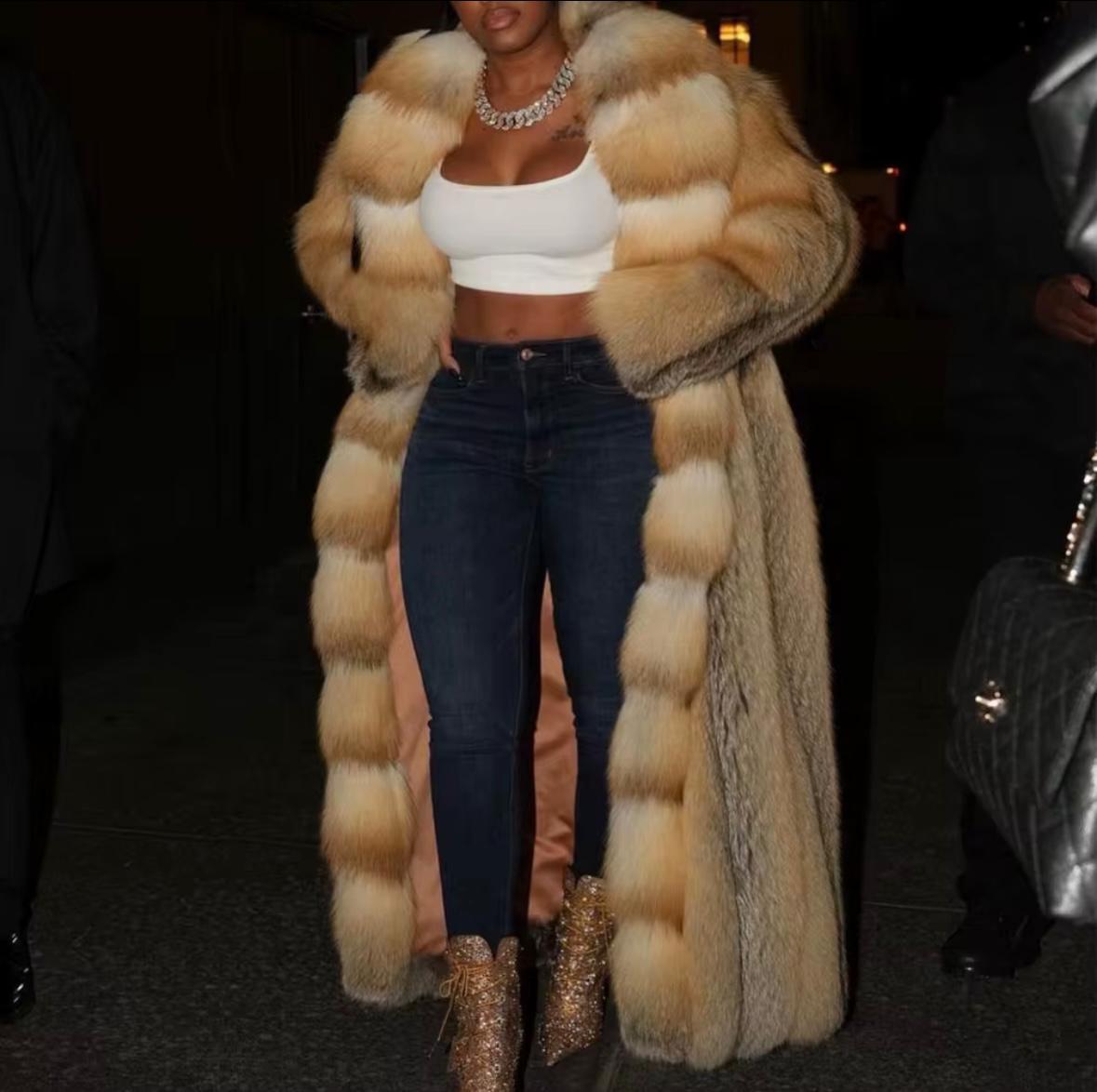 Royal Long Luxury Real Fur Coat – Golden Fox