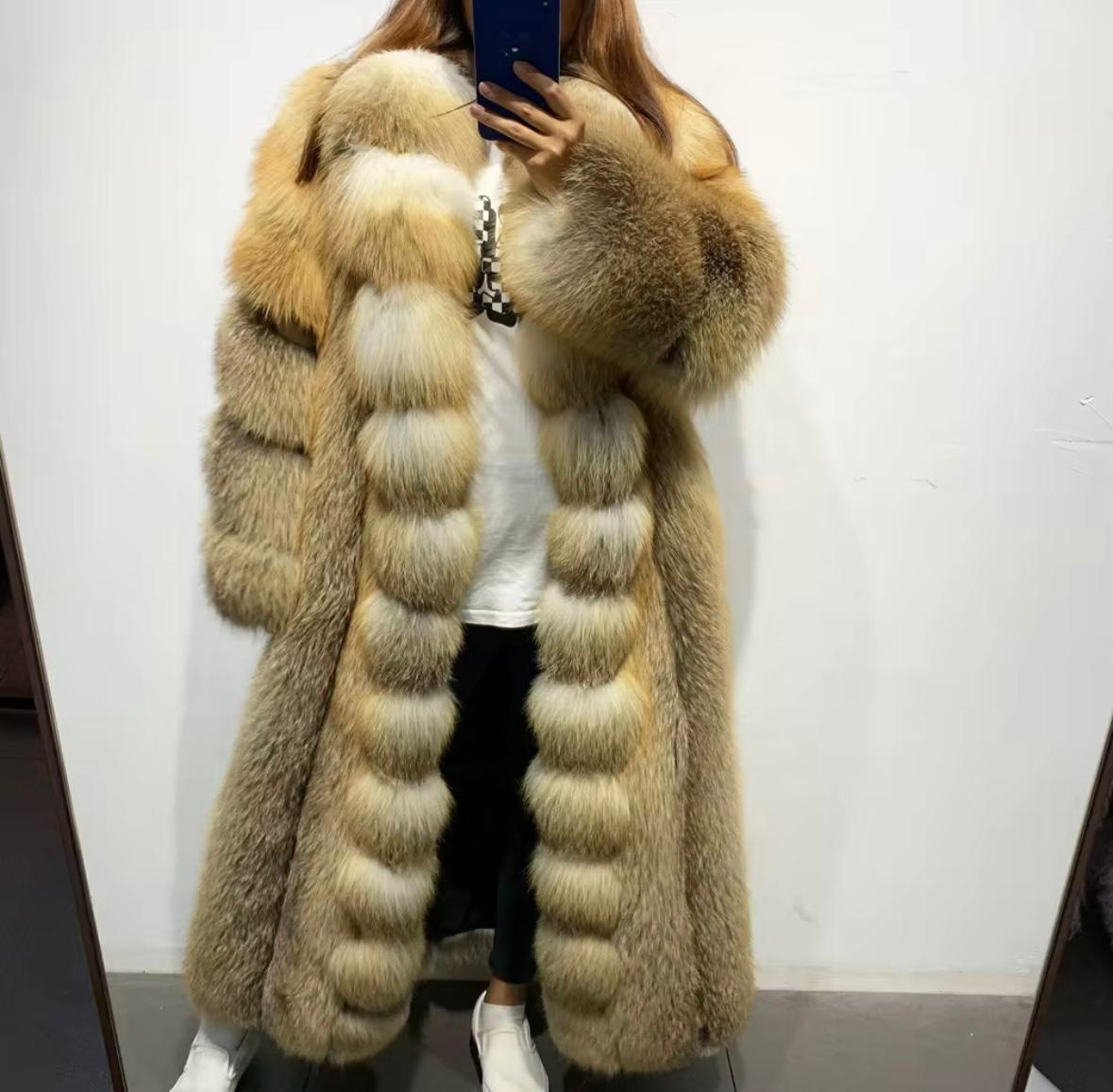 Royal Long Luxury Real Fur Coat – Golden Fox