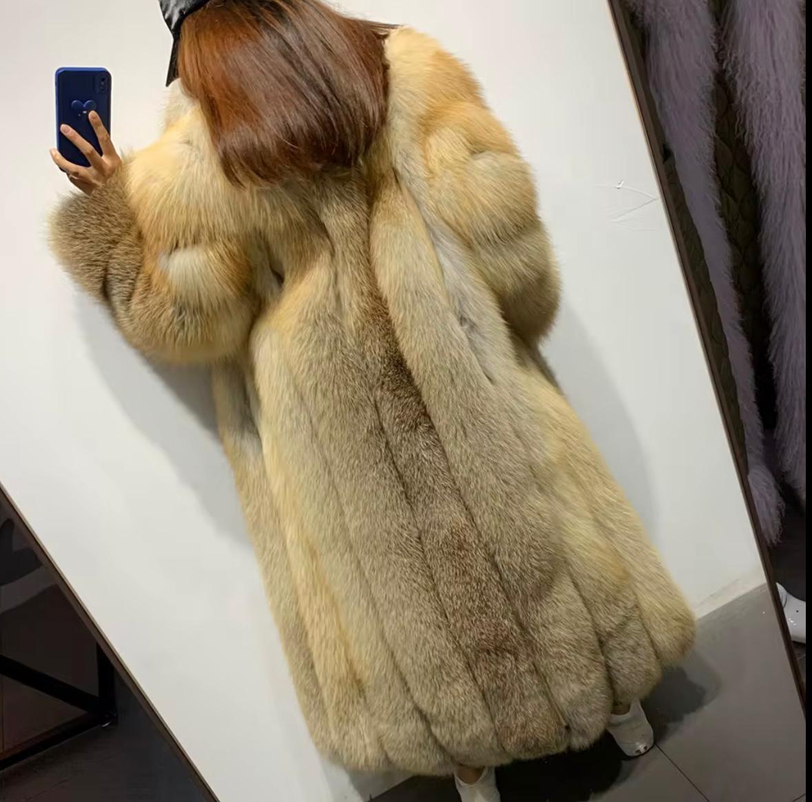 Royal Long Luxury Real Fur Coat – Golden Fox