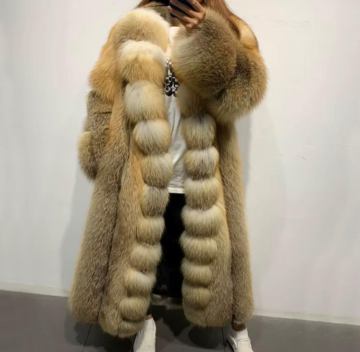 Royal Long Luxury Real Fur Coat – Golden Fox