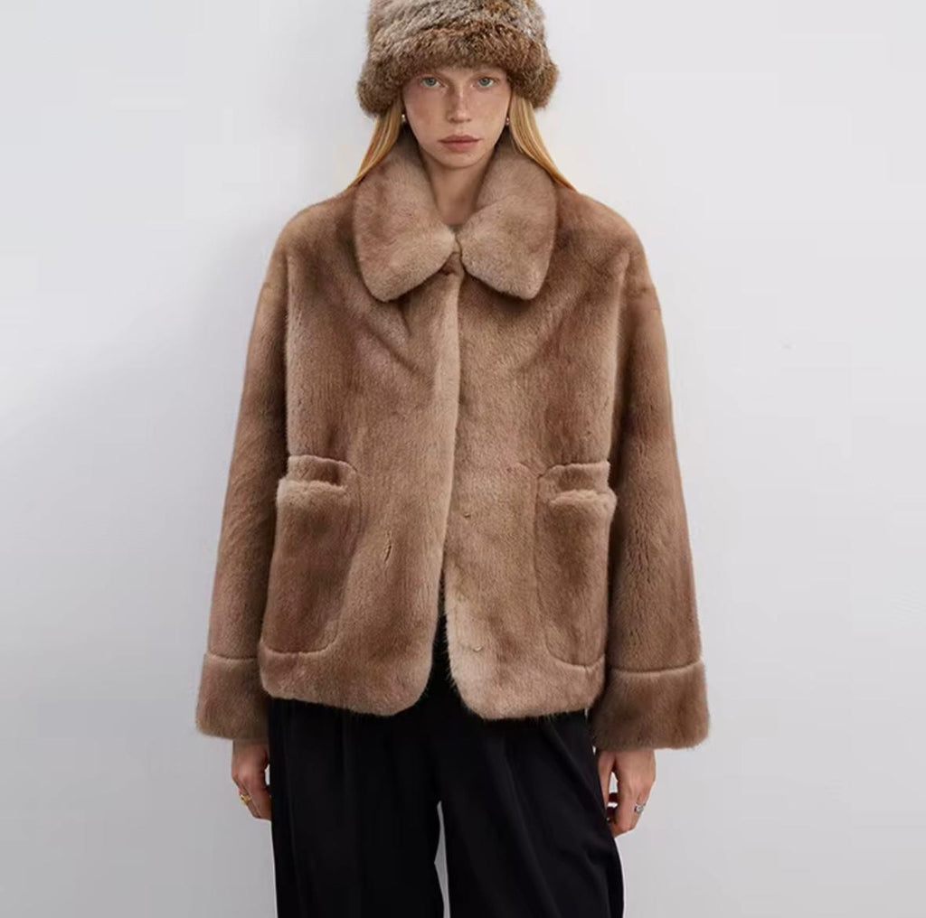 Luxury Real Fur Coat – Warm Taupe Edition