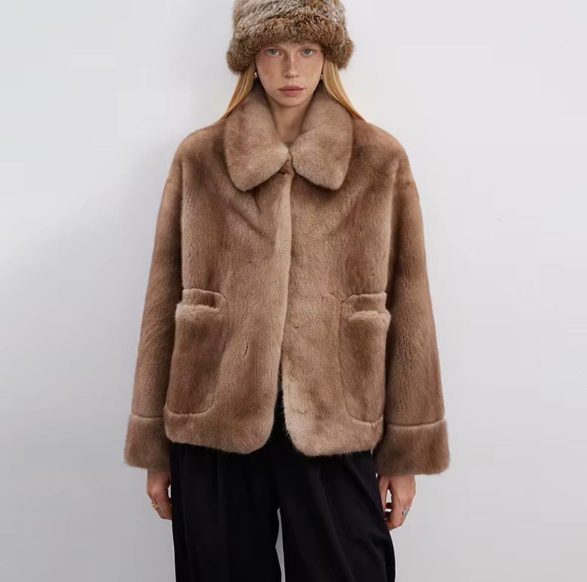 Luxury Real Fur Coat – Warm Taupe Edition