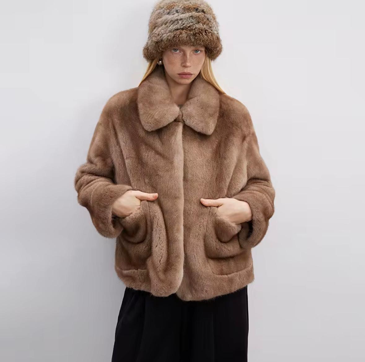 Luxury Real Fur Coat – Warm Taupe Edition