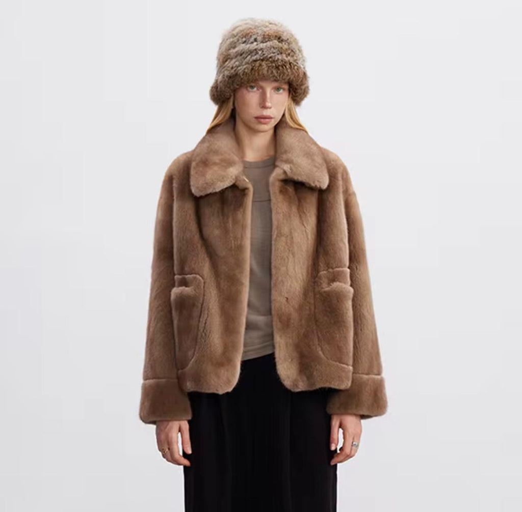 Luxury Real Fur Coat – Warm Taupe Edition