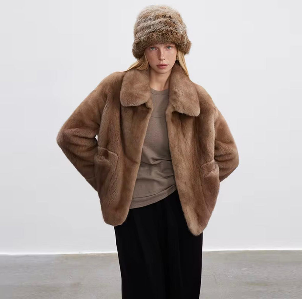 Luxury Real Fur Coat – Warm Taupe Edition