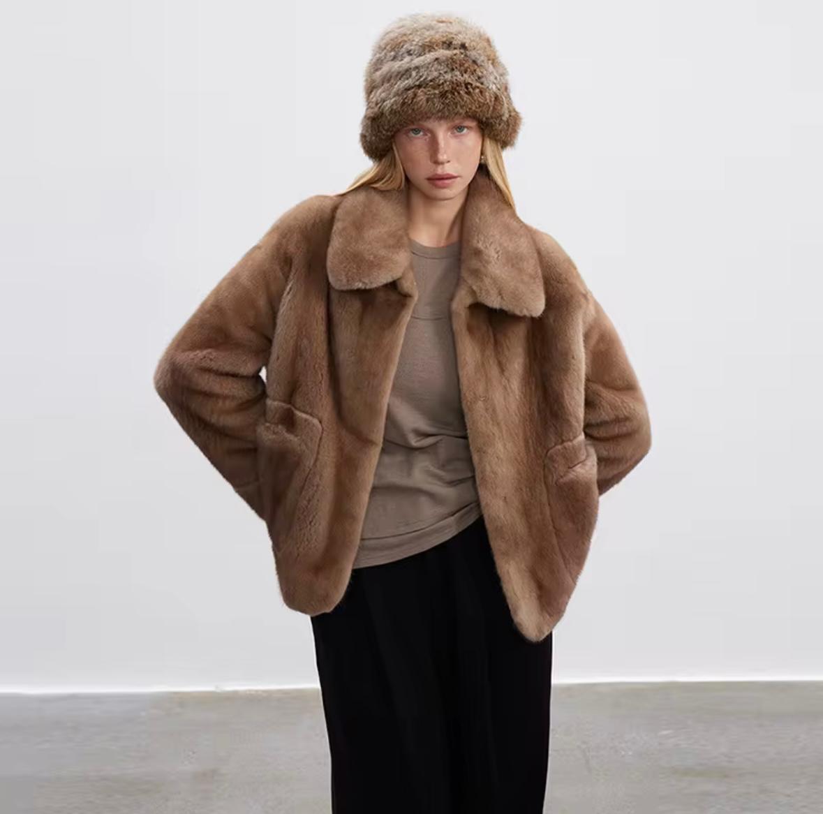 Luxury Real Fur Coat – Warm Taupe Edition