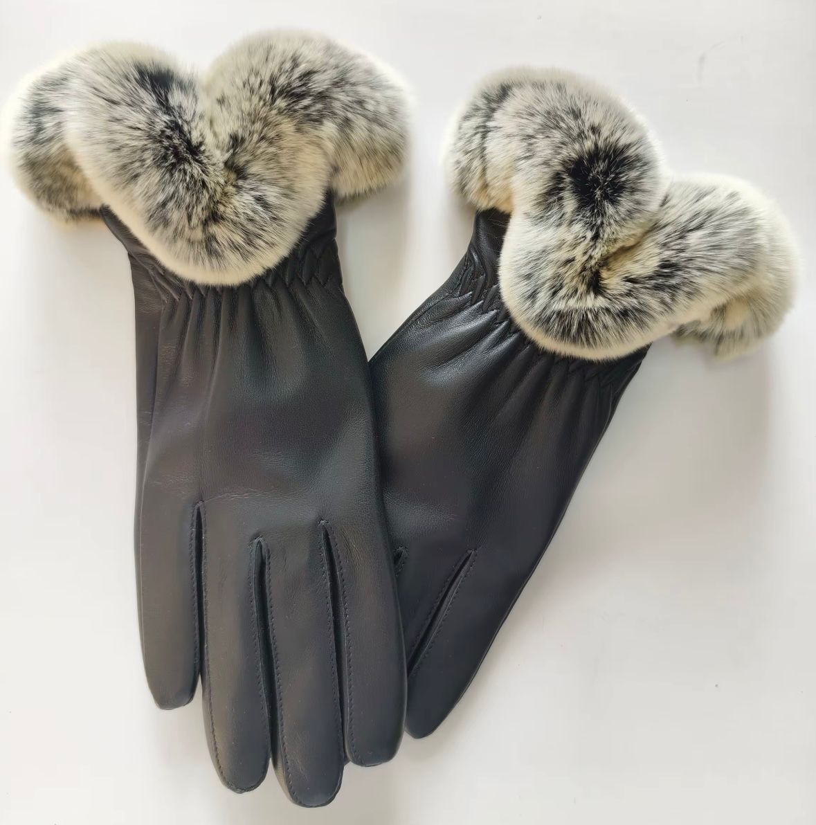 Premium Leather Gloves with Real Fur Cuffs