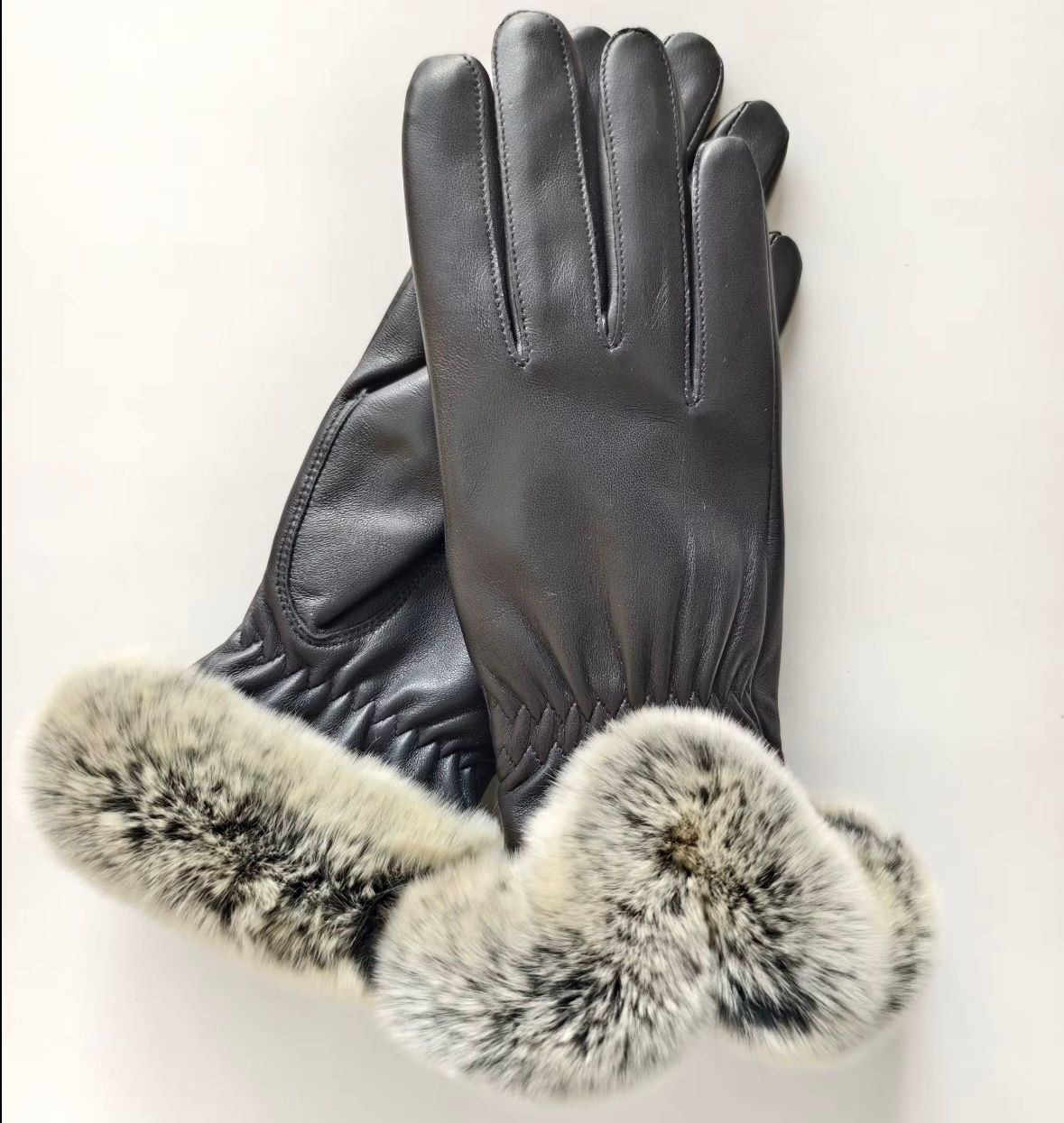 Premium Leather Gloves with Real Fur Cuffs