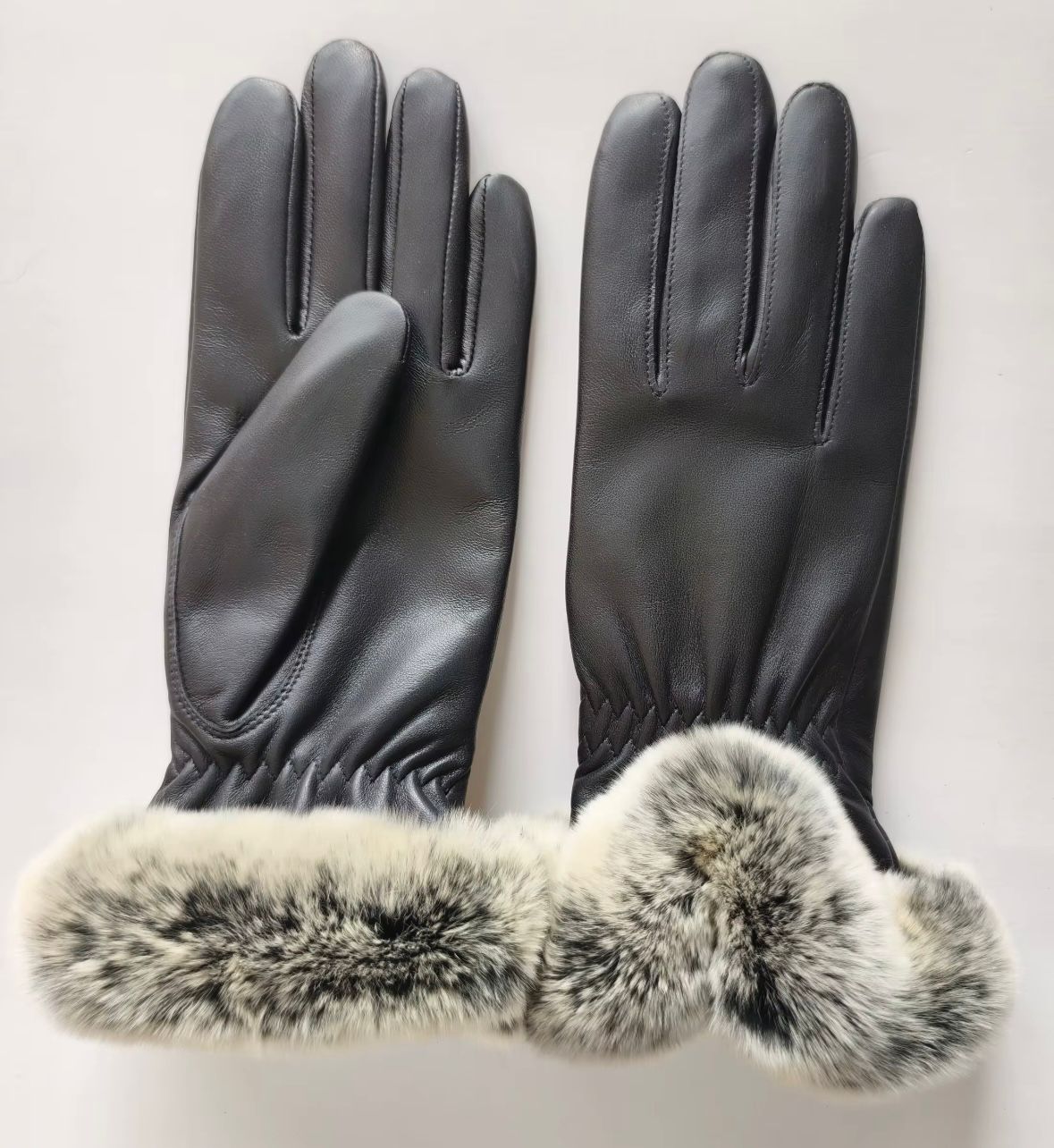 Premium Leather Gloves with Real Fur Cuffs
